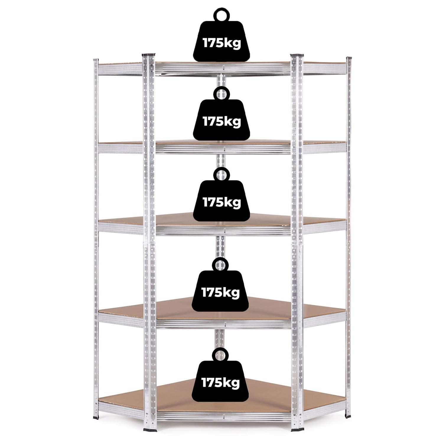 Hörnhylla 180x90x40 cm Galvaniserat stål, 5 hyllplan, 875 kg Kapacitet ModernHome | Hem & Hobby - Hem & Hushåll - Bygg | Pryloteket