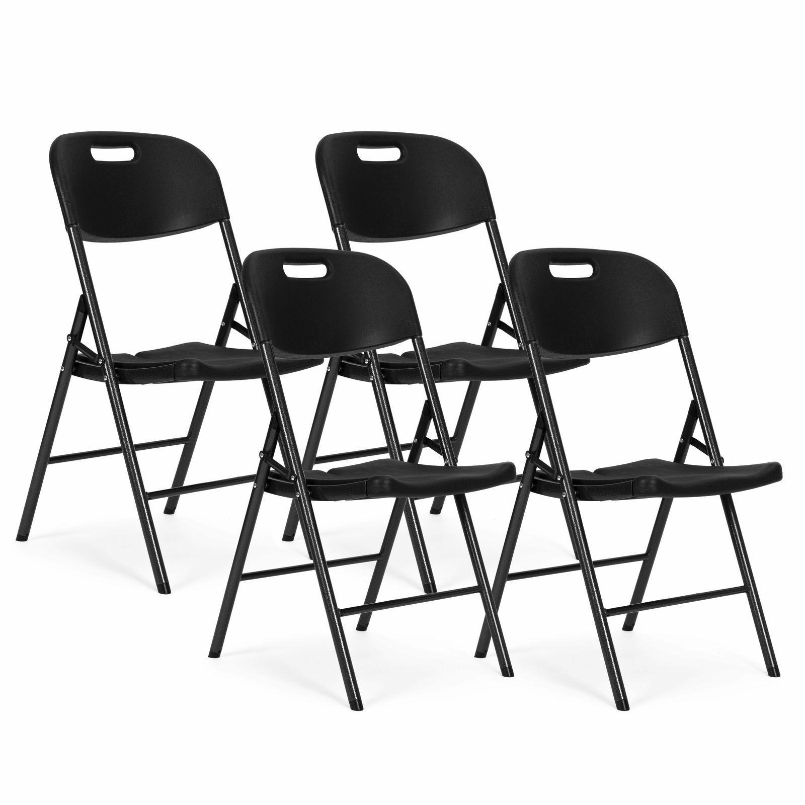 Sæt med 4 klapstole – Cateringsæt, Metal & HDPE, Sort ModernHome