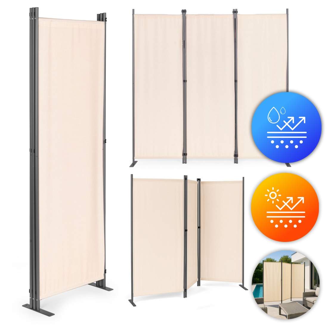 Vikbar 3-panels trädgårds- och rumsavdelare 167x164 cm Beige MultiGarden | Elektronik - Tillbehör Mobil & Surfplatta - Mobiltillbehör - Mobilkablar - Tillbehör | Pryloteket