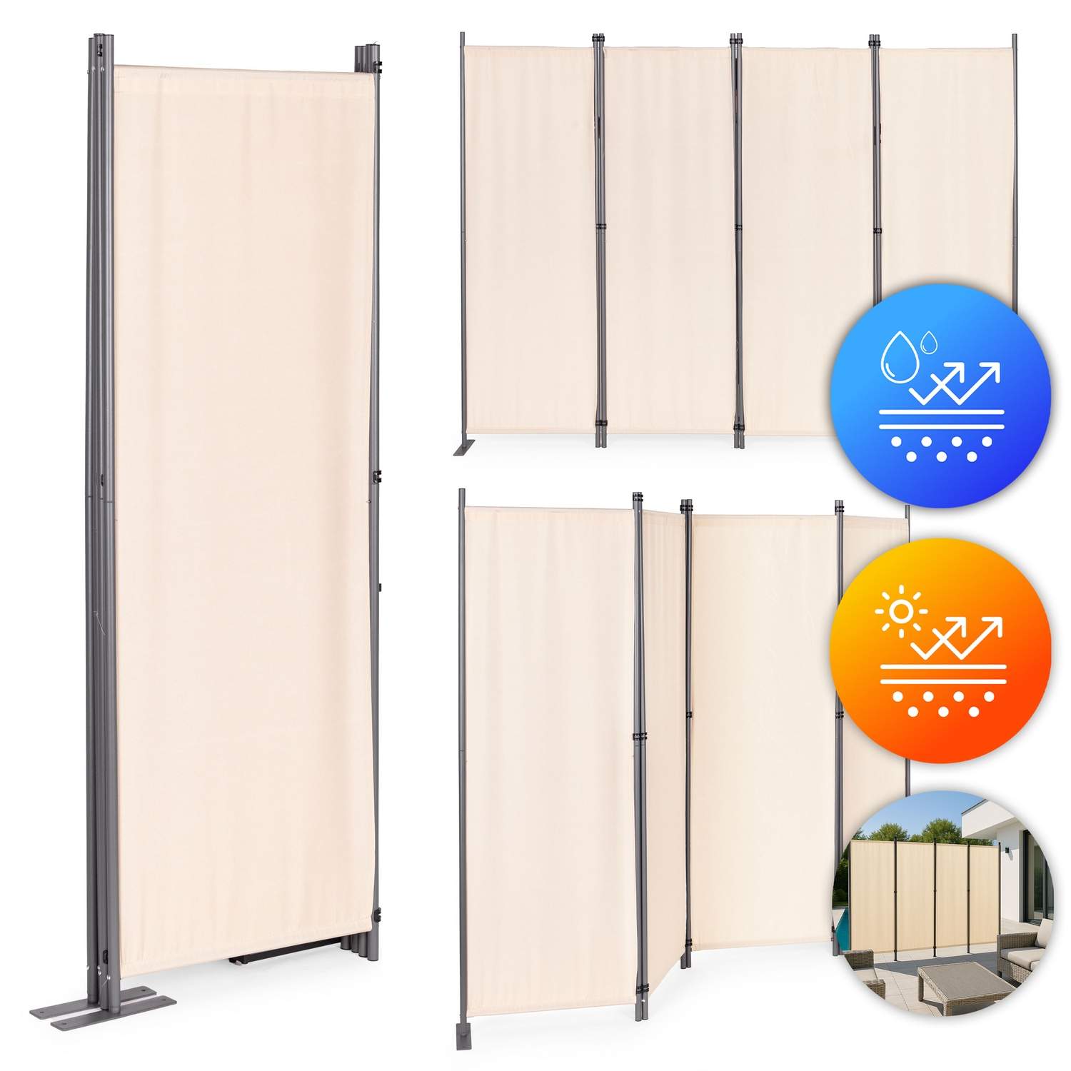 Sammenklappelig 4-panel have- og rumdeler 167x216 cm Beige MultiGarden