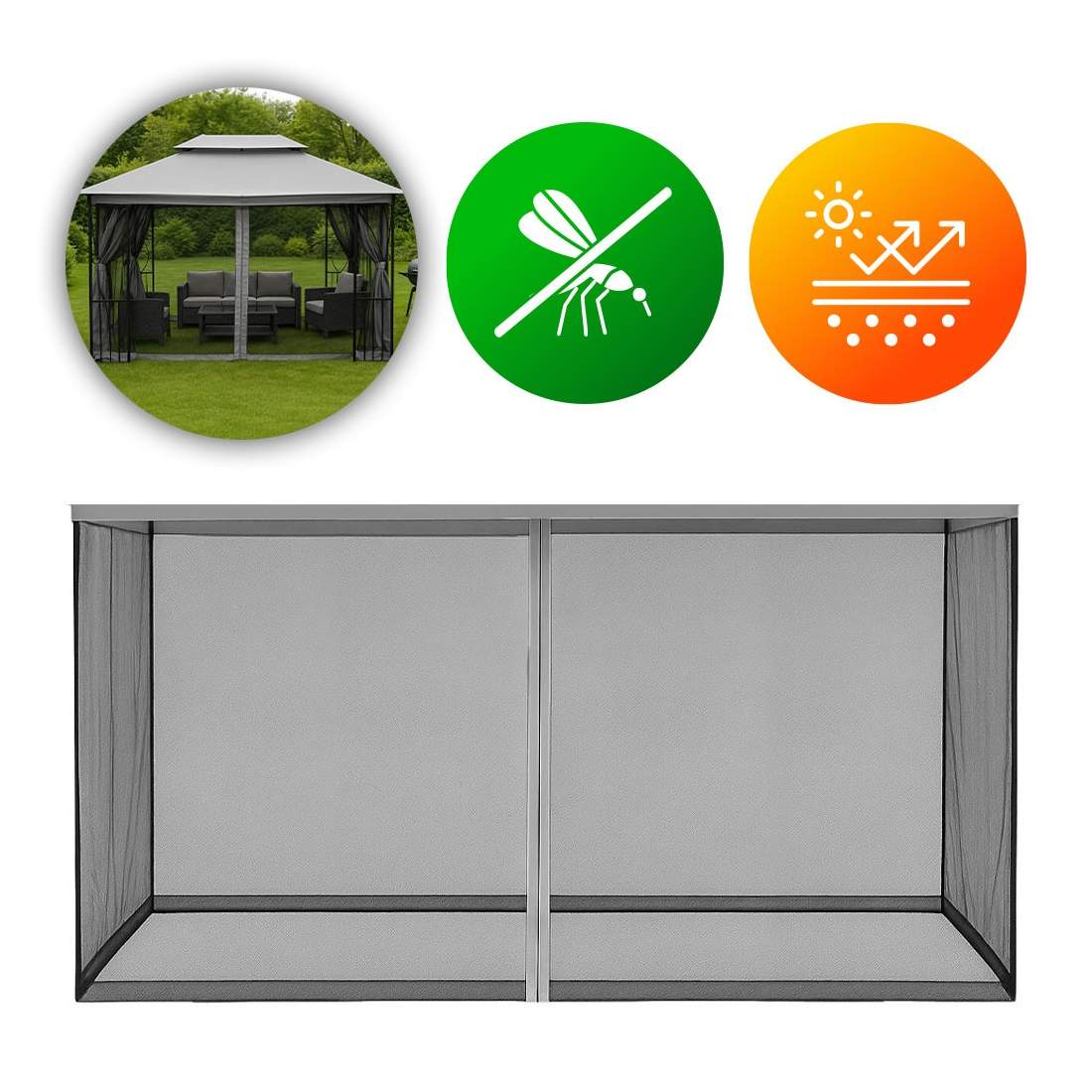 Myggnät för trädgårdspaviljong 3x4 m med dragkedjor MultiGarden | Elektronik - Tillbehör Mobil & Surfplatta - Mobiltillbehör - Mobilkablar - Tillbehör | Pryloteket