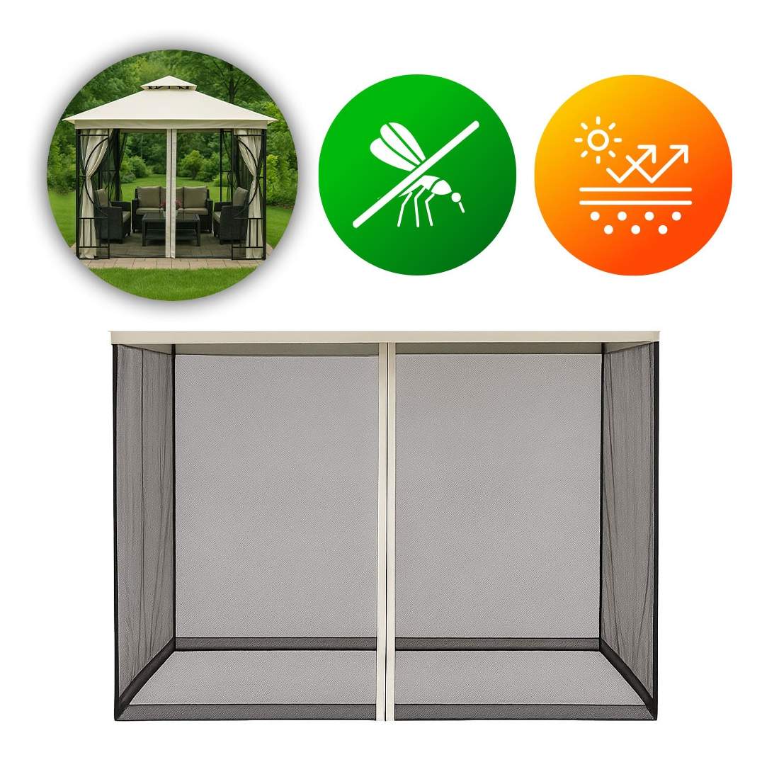 Myggnät för trädgårdspaviljong 3x3 m med dragkedjor MultiGarden | Elektronik - Tillbehör Mobil & Surfplatta - Mobiltillbehör - Mobilkablar - Tillbehör | Pryloteket