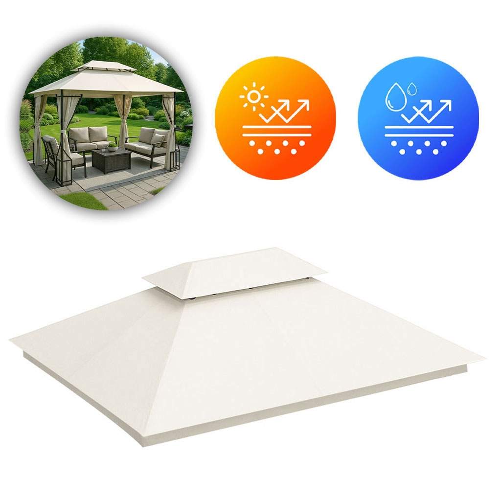 Udskiftningstag til havepavillon 3x4 m Vandtæt med ventilationsåbning Beige MultiGarden