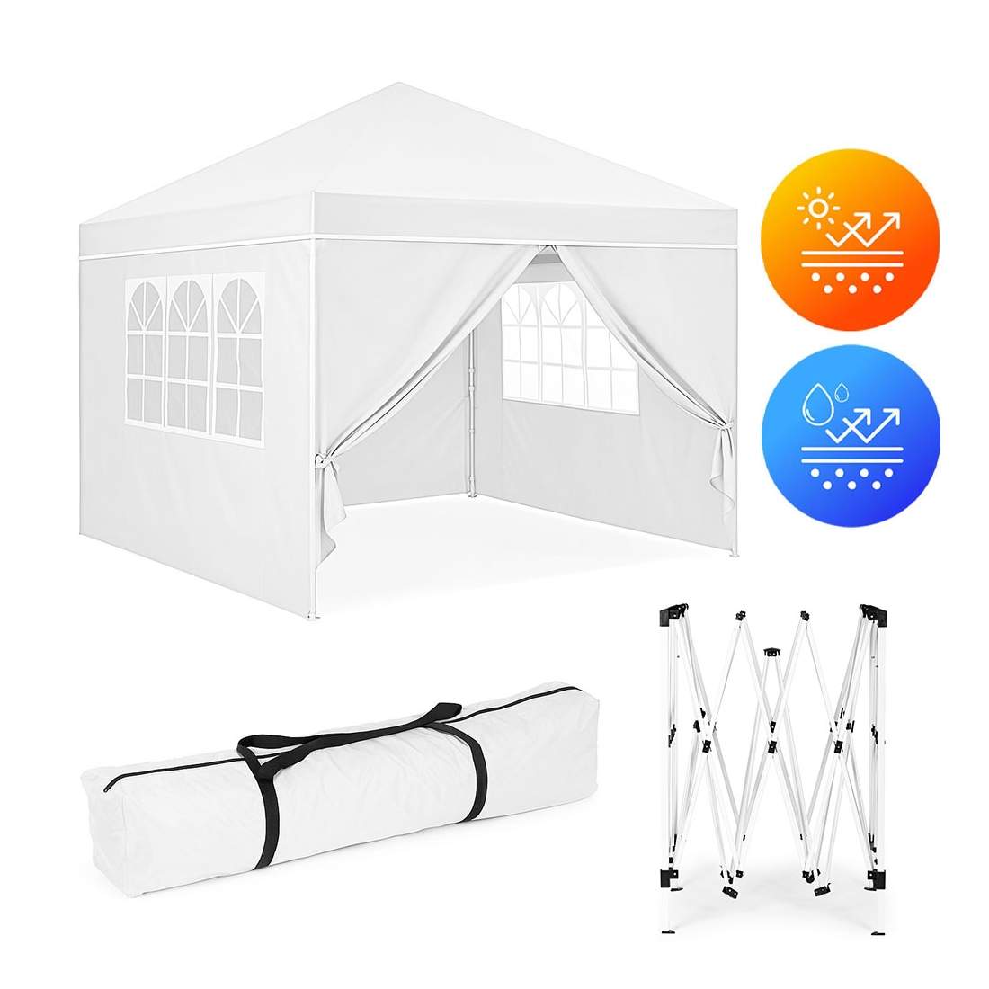 Trädgårdspaviljongtält 3x3 m Pop-Up med 4 sidoväggar MultiGarden | Sport & Fritid - Friluftsliv & Camping - Campingsäng / Tältsäng | Pryloteket