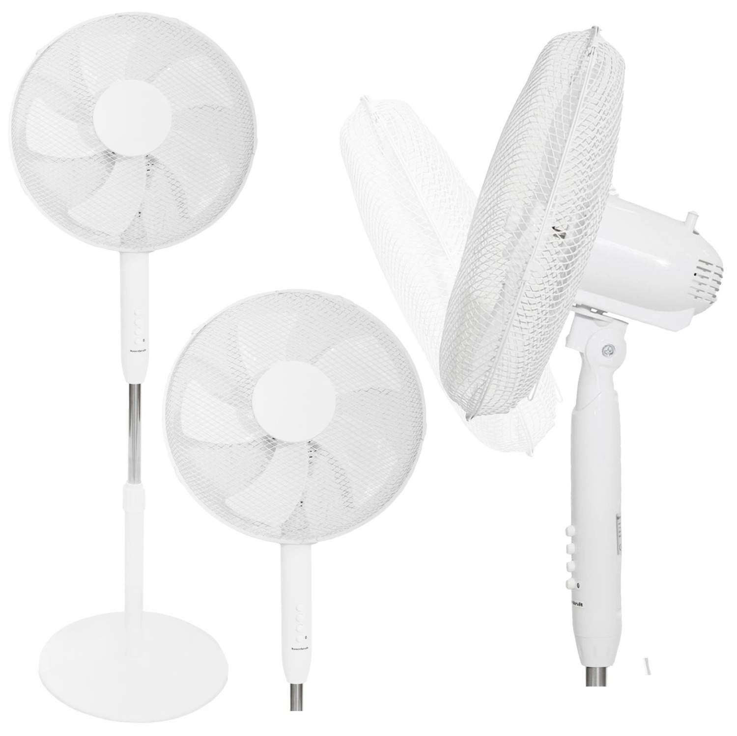 Stående gulvventilator 45W – 3 tilstande, 5 blade, hvid
