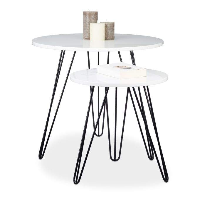 Hvidt sidebord sæt med 2 stk