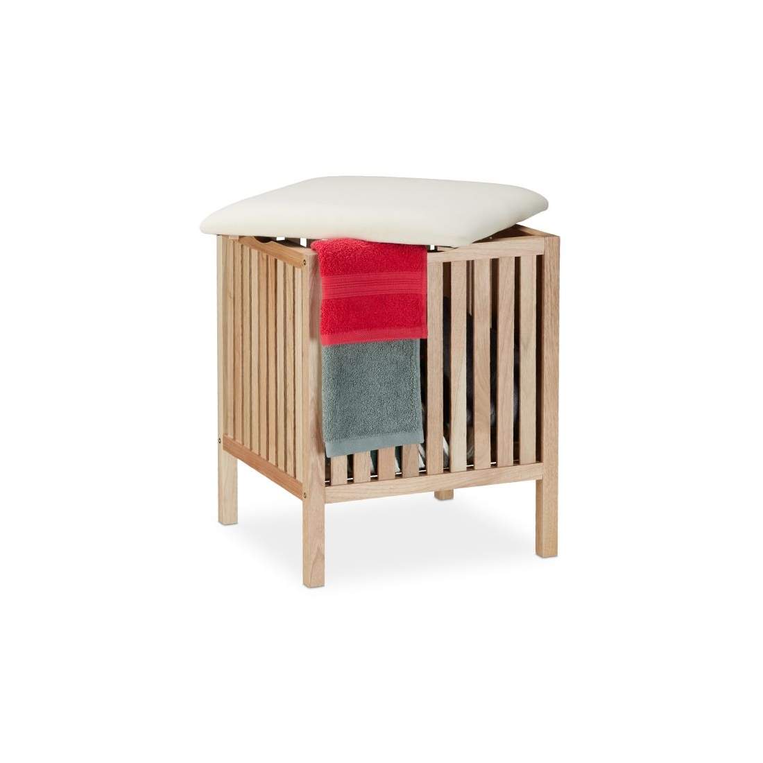 Tvättkorg i valnötsträ med sits | Hem & Hobby - Hem & Hushåll - Textil - Handdukar | Pryloteket