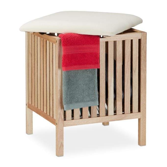 Vaskekurv i valnøddetræ med sæde