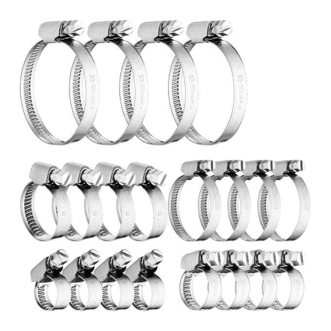 20x sæt rustfri stål slangeklemmer