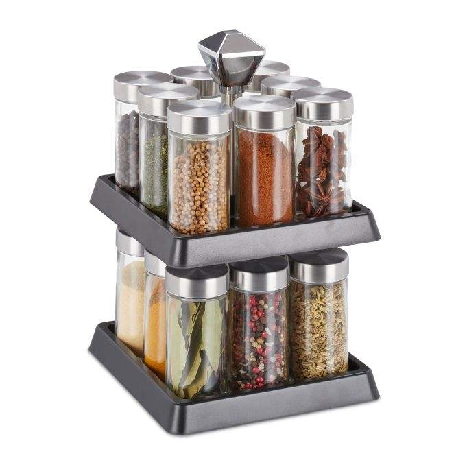 Roterende krydderihylde 16 krydderiglas