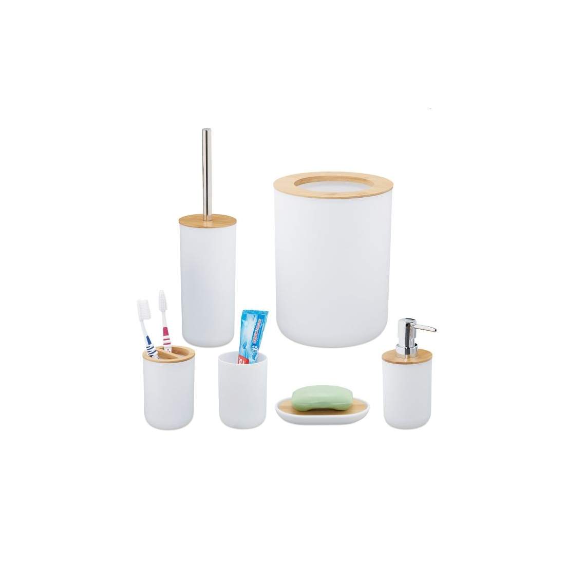 Bambu badrumstillbehör 6x set | Hem & Hobby - Hem & Hushåll - Badrum - Tandborsthållare | Pryloteket