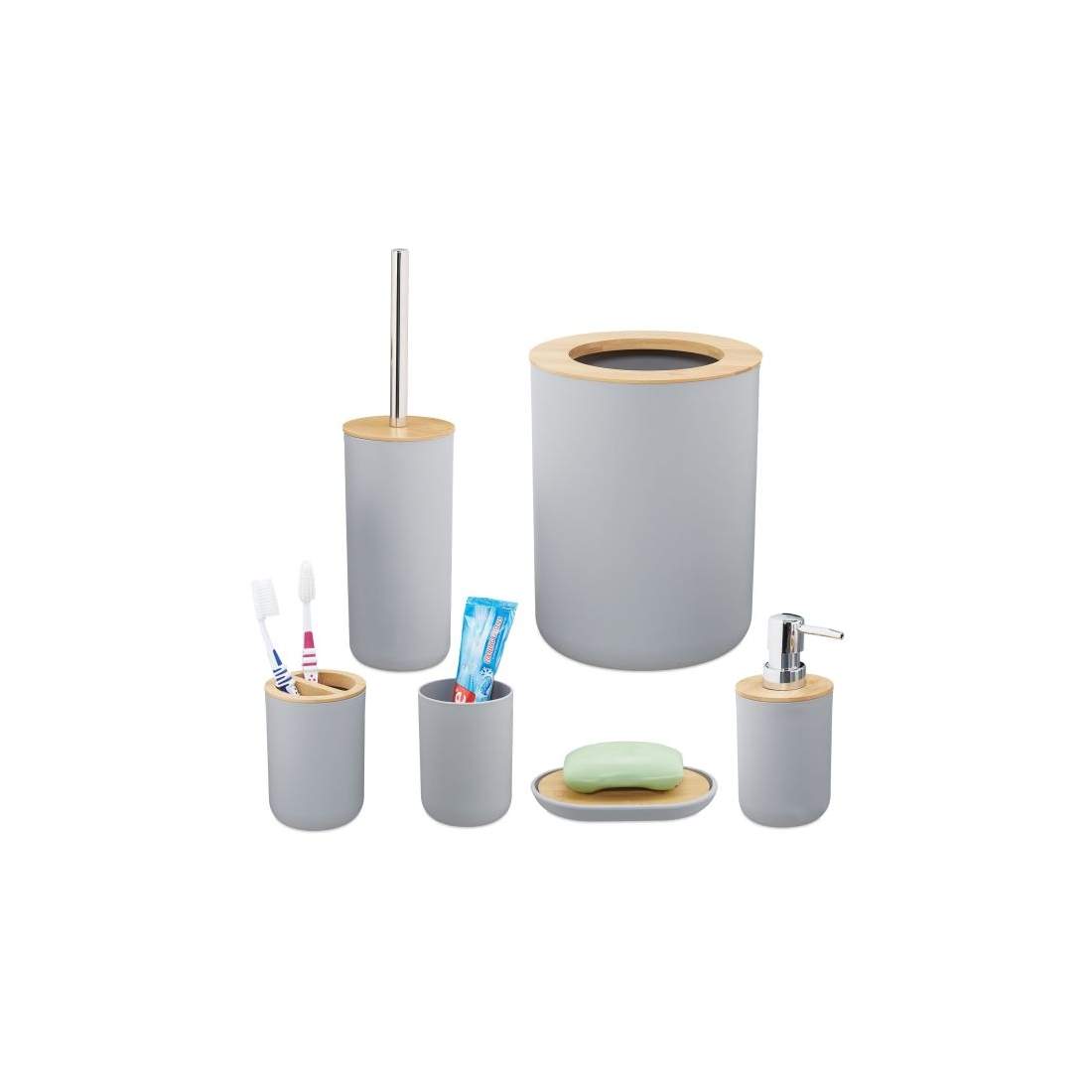 Bambu badrumstillbehör 6x set | Hem & Hobby - Hem & Hushåll - Badrum - Tandborsthållare | Pryloteket