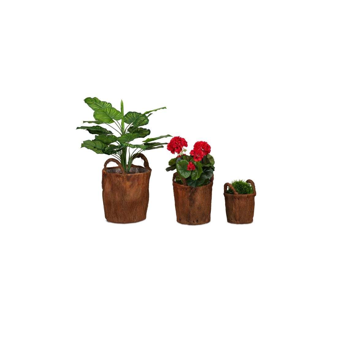 3x blomkrukor gjorda av kokosblad | Hem & Hobby - Hem & Hushåll - Balkong | Pryloteket