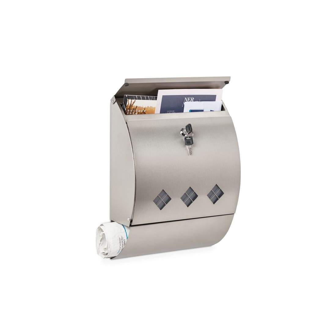 Stålbrevlåda med tidningsfack | Hem & Hobby | Pryloteket