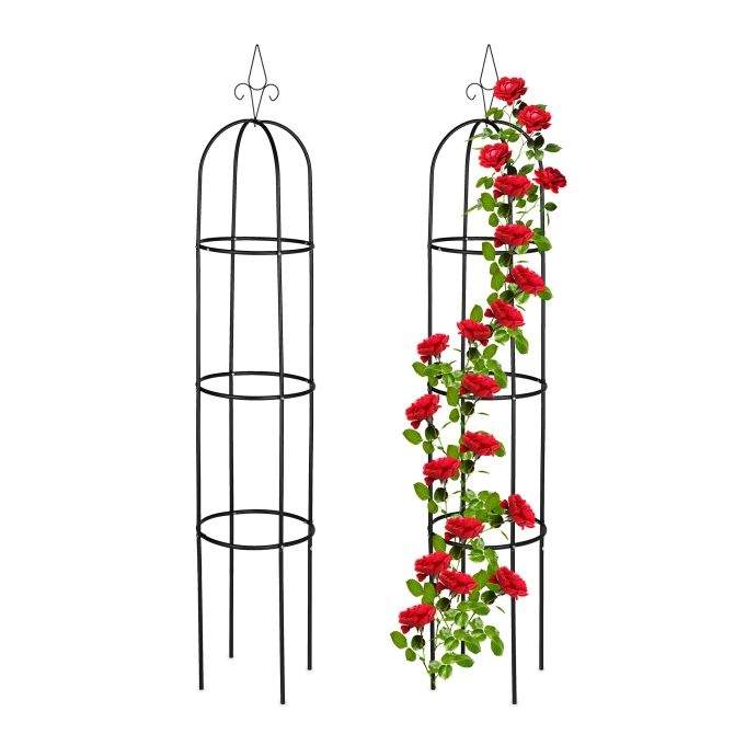 Sæt med 2 haveobelisker 200 cm Sort