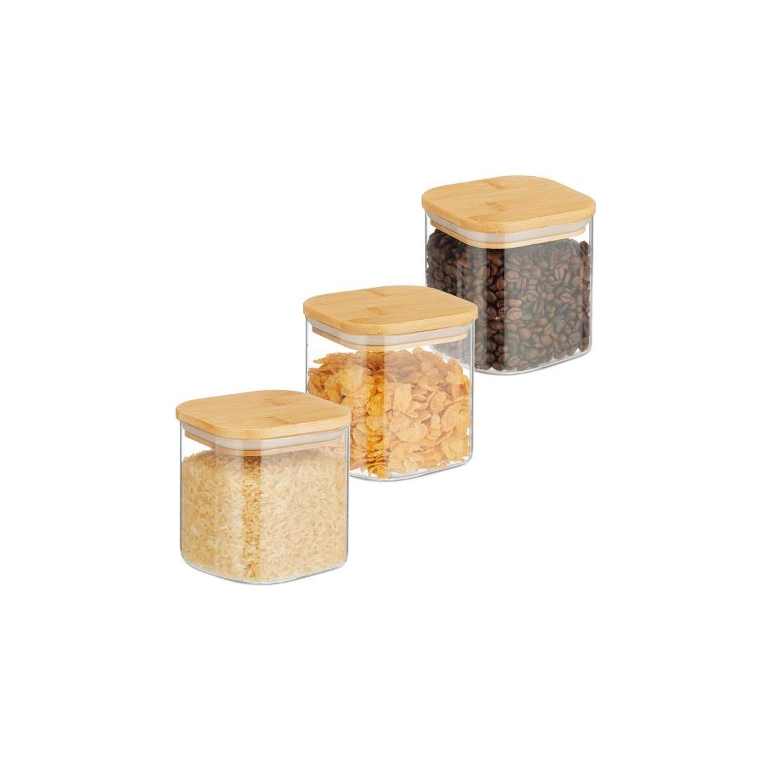 Set med 3 förvaringsburkar med lock 600 ml | Hem & Hobby - Hem & Hushåll - Kök - Köksförvaring - Förvaringsburkar | Pryloteket