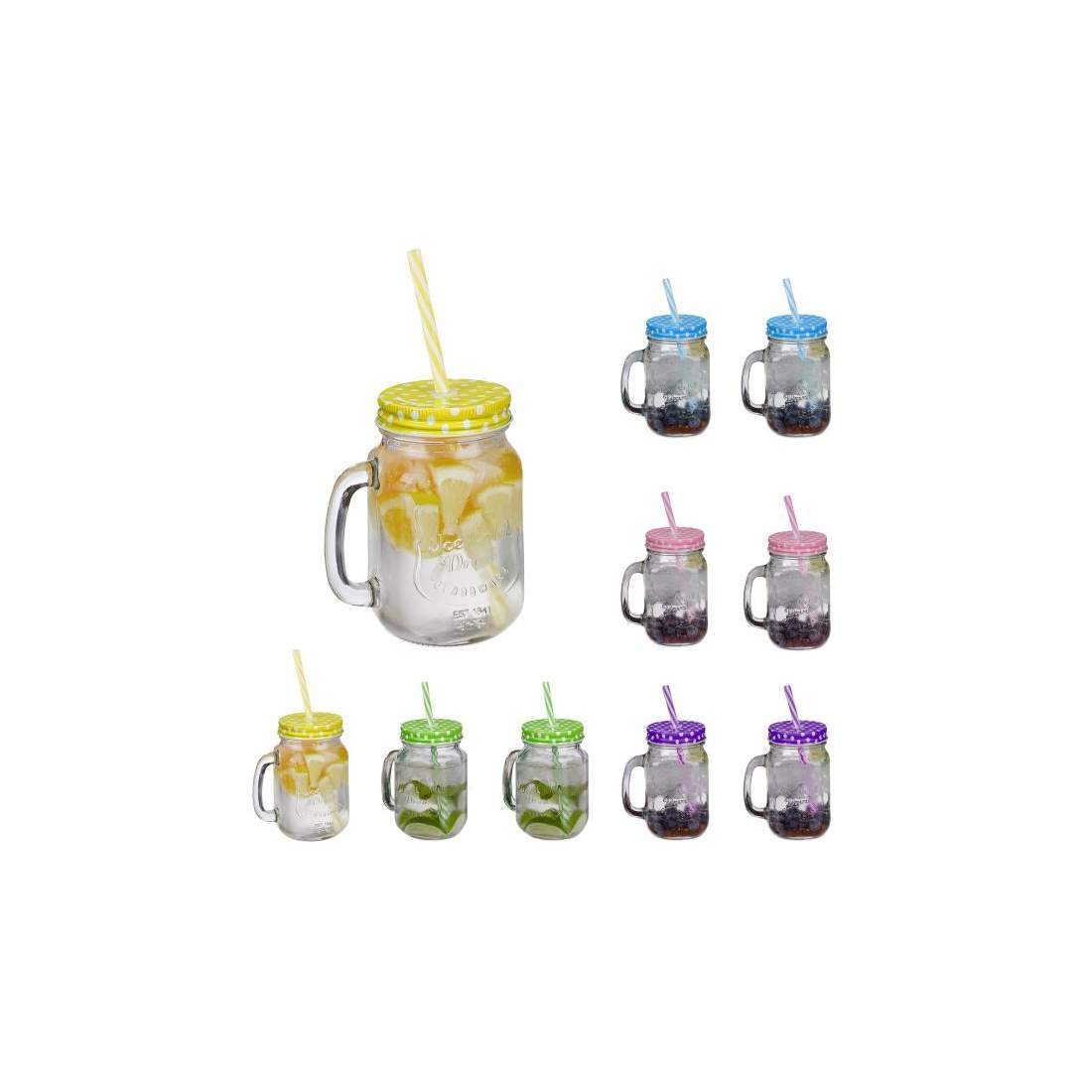 10x färgglada dricksglas med lock | Hem & Hobby - Hem & Hushåll - Kök - Servering | Pryloteket