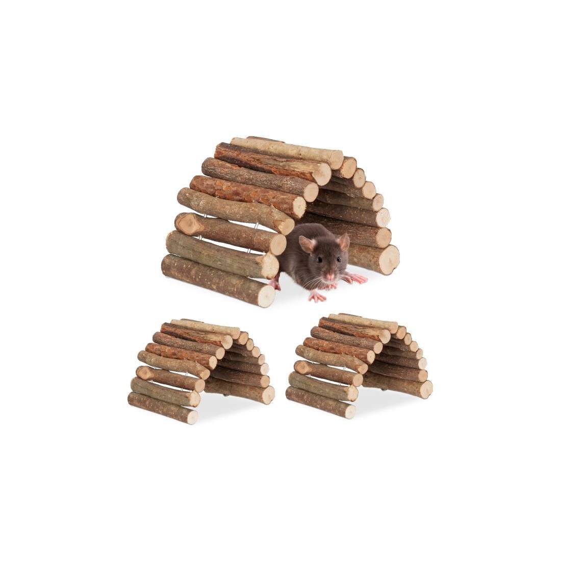 Set om 3 Rodent Bridge Wood 10 x 22 cm | Hem & Hobby - Husdjur | Pryloteket