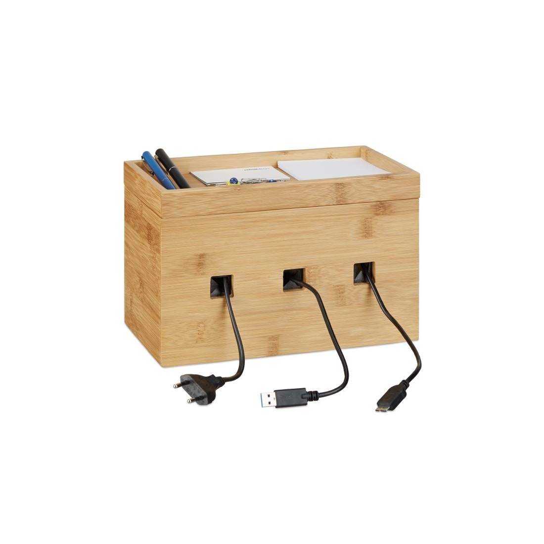 Kabelbox i bambu | Elektronik - Kablar & Adaptrar - Kablar | Pryloteket