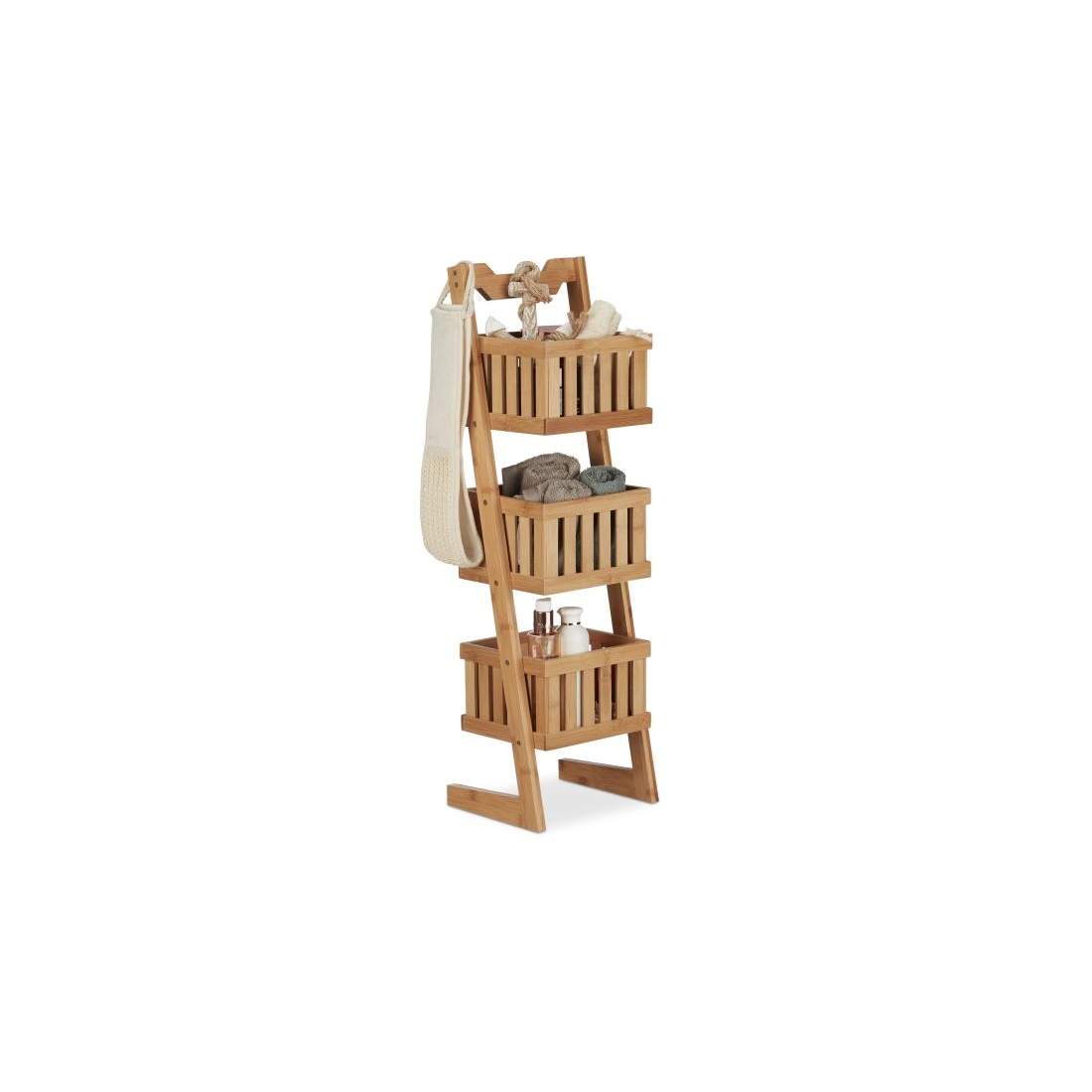 Badrumshylla i bambu med 3 korgar | Hem & Hobby - Hem & Hushåll - Badrum | Pryloteket
