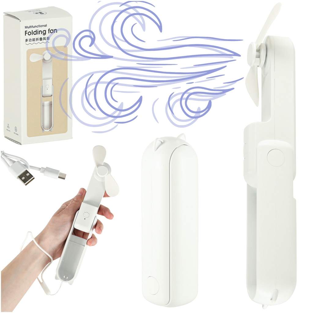 Mini håndventilator foldbar USB hvid