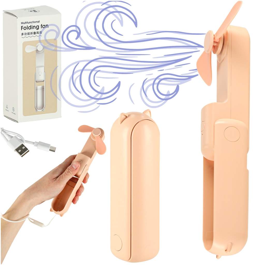 Mini håndventilator foldbar USB pink