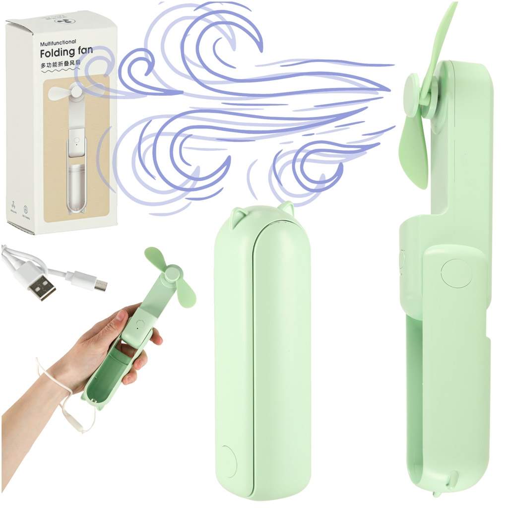 Mini handfläkt hopfällbar USB grön | Elektronik - Kablar & Adaptrar - Adaptrar & Signalomvandlare - USB | Pryloteket