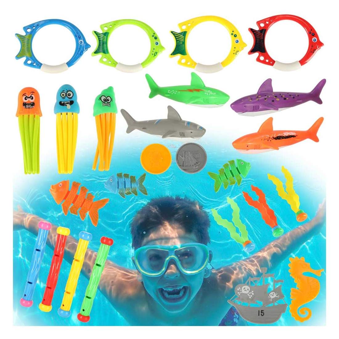 Dykvattenpoolleksaker 27 st | Leksaker & Spel - Leksaker | Pryloteket