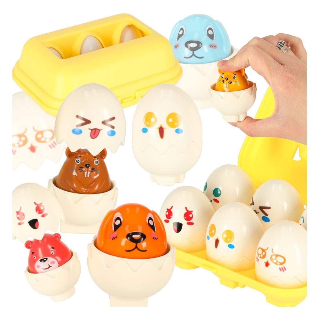 Pussel äggblock montessori djur 6 st.
