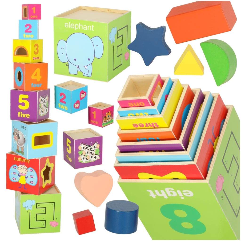 Pyramidepuslespil, der lærer at tælle dyr XXL