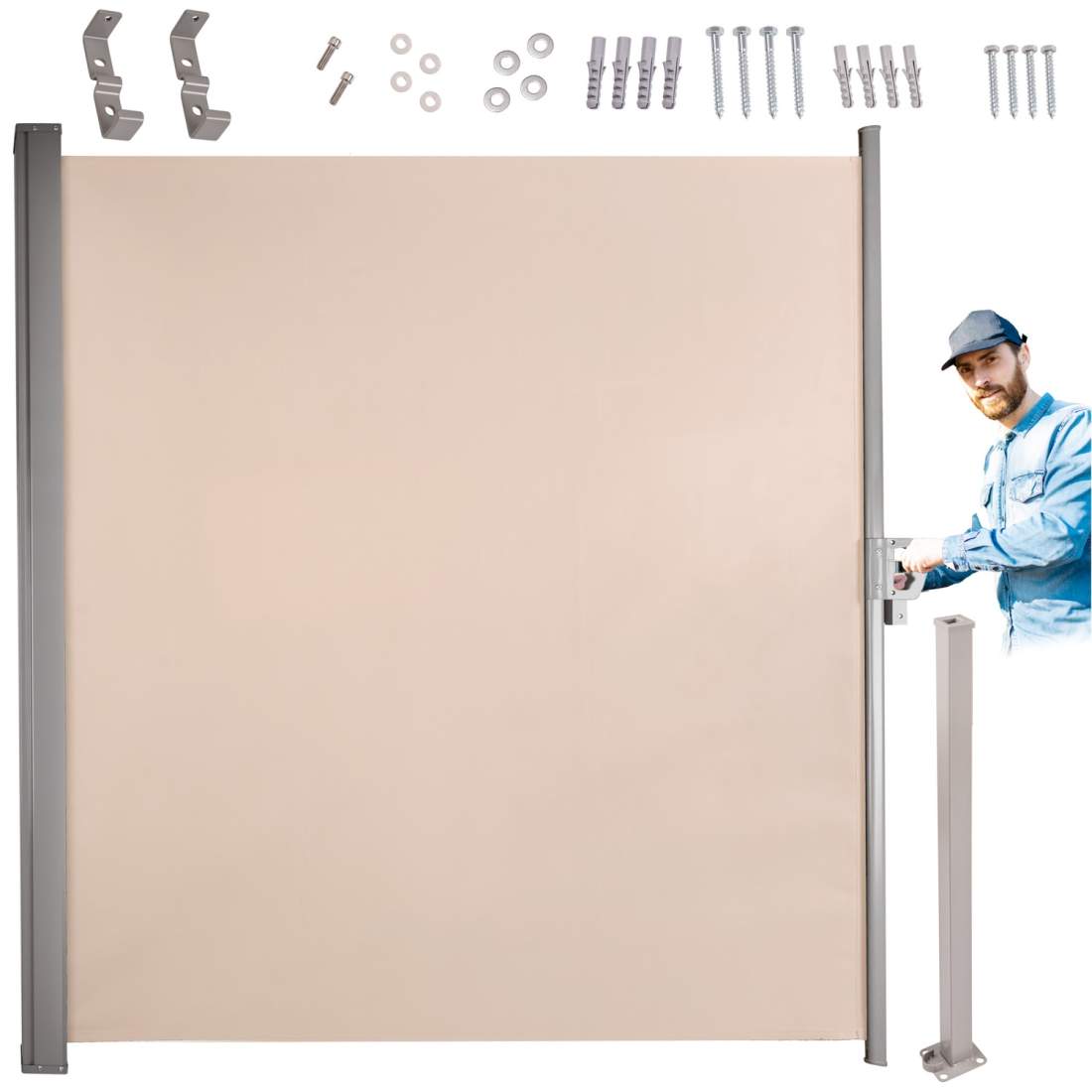 Terrassmarkis i sidled infällbar skärm 180 beige | Hem & Hobby | Pryloteket