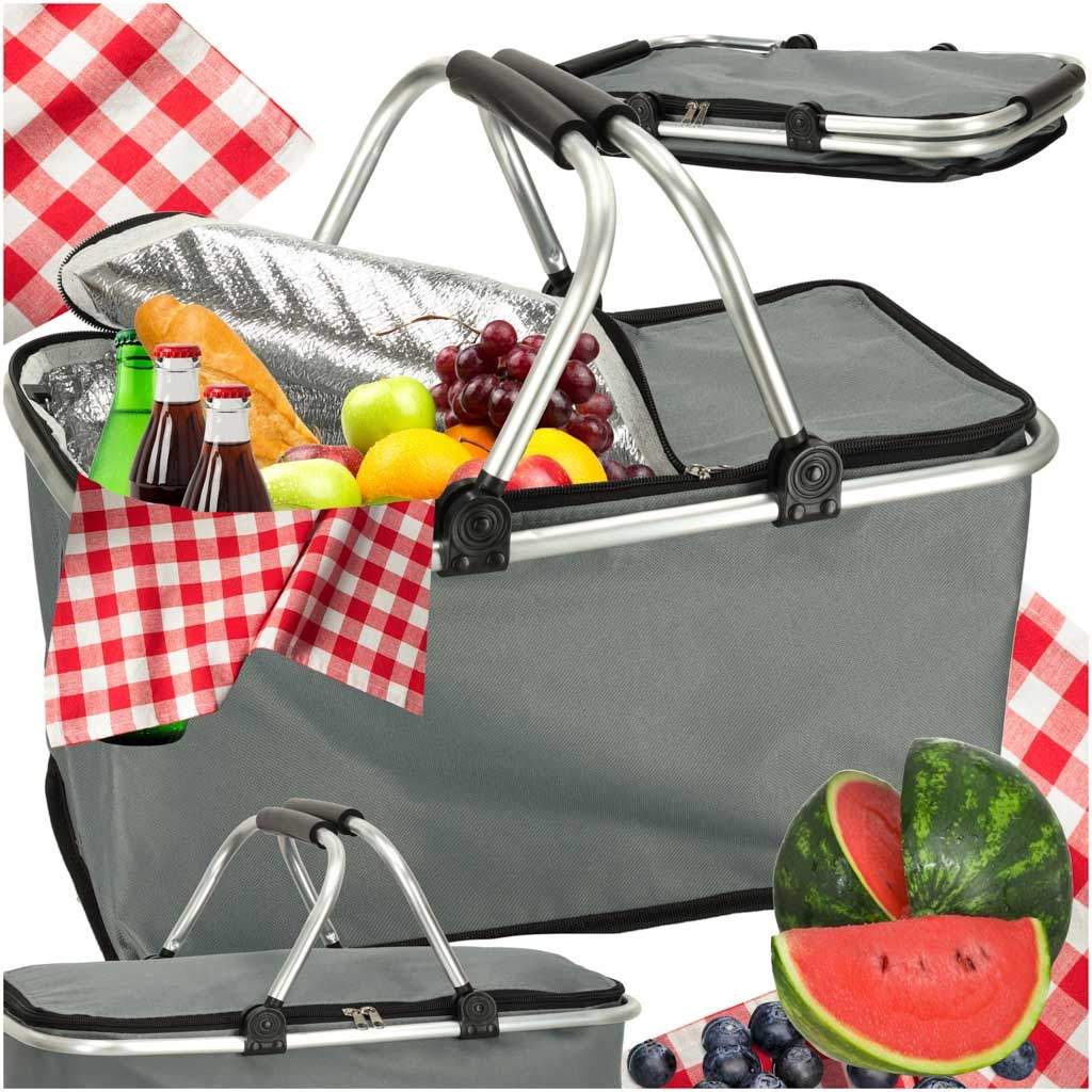 Termisk sammenfoldelig picnickurv grå