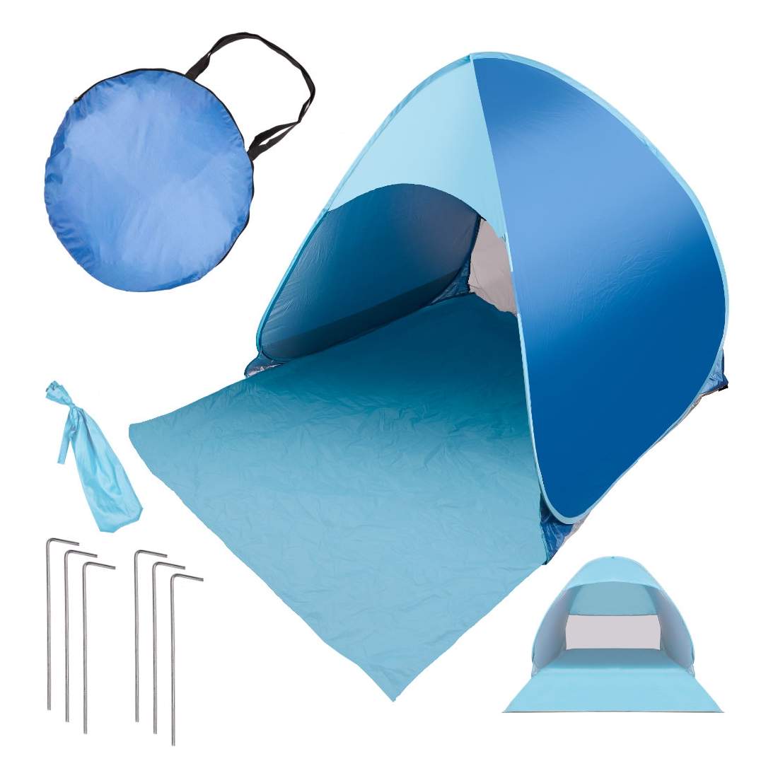 Självfällbar trädgårdsstrandtält blå | Hem & Hobby | Pryloteket