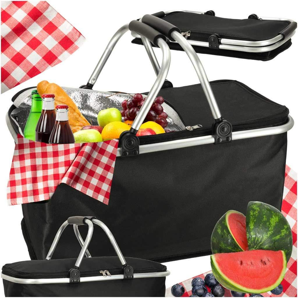Termisk sammenfoldelig picnickurv sort