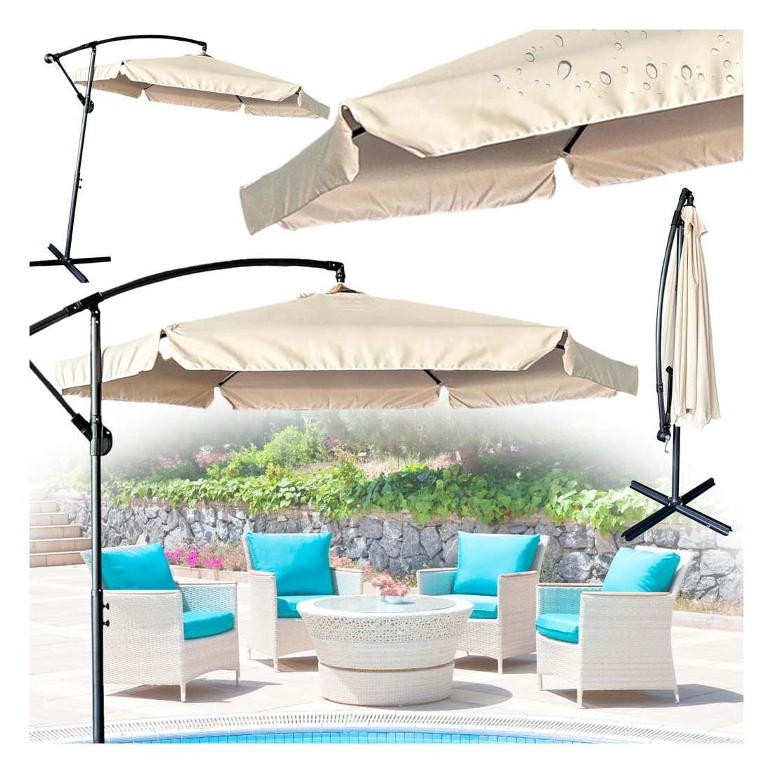 Trädgårdsparaply med ram hopfällbar beige | Mode & Accessoarer - Accessoarer - Paraply | Pryloteket