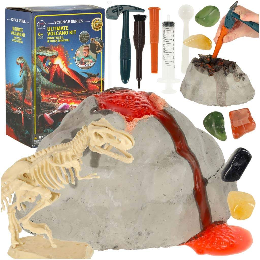 Vulkanudbrud 2i1 eksperiment + dinosaur