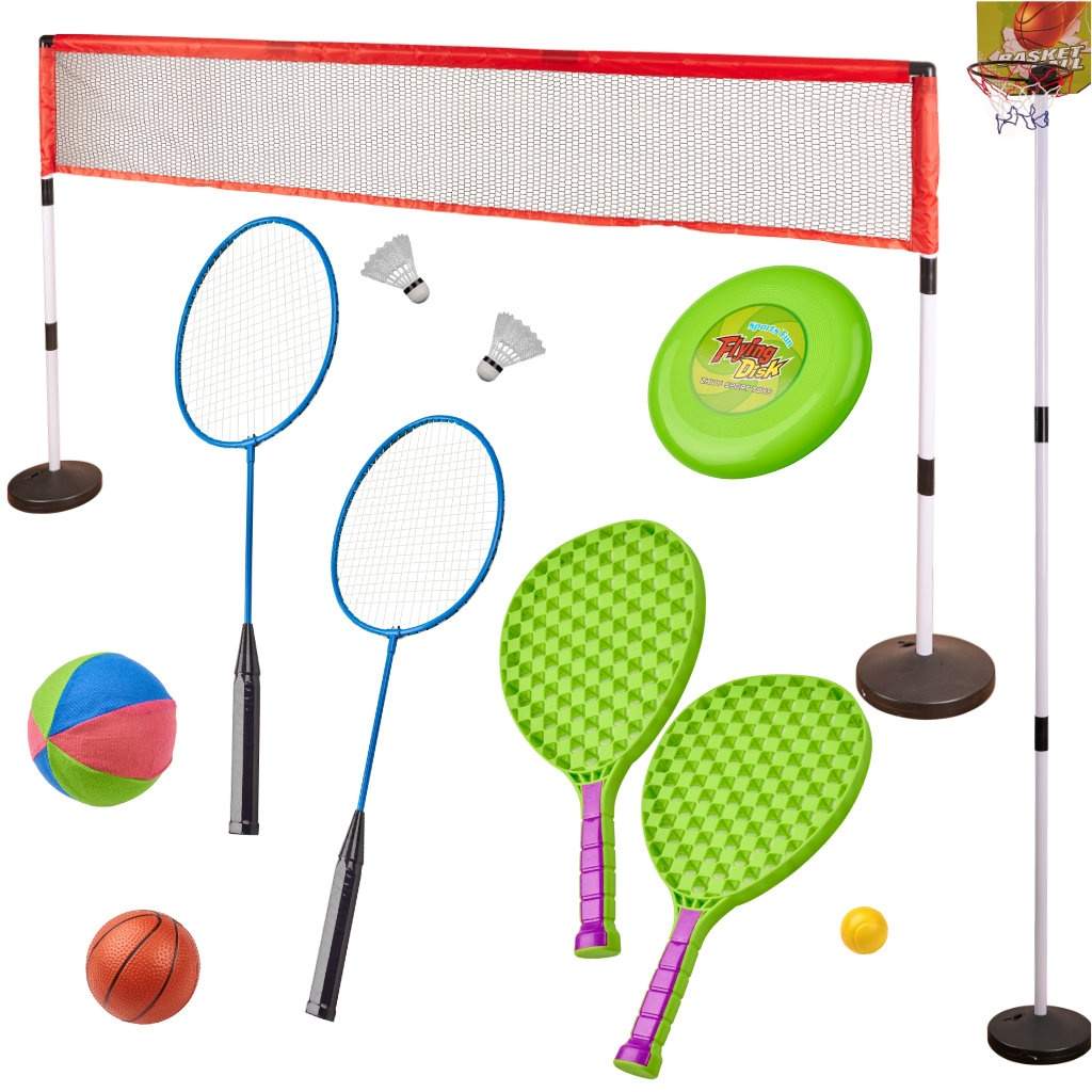Sportssæt 5i1 badminton basketball volleyball tennis frisbee