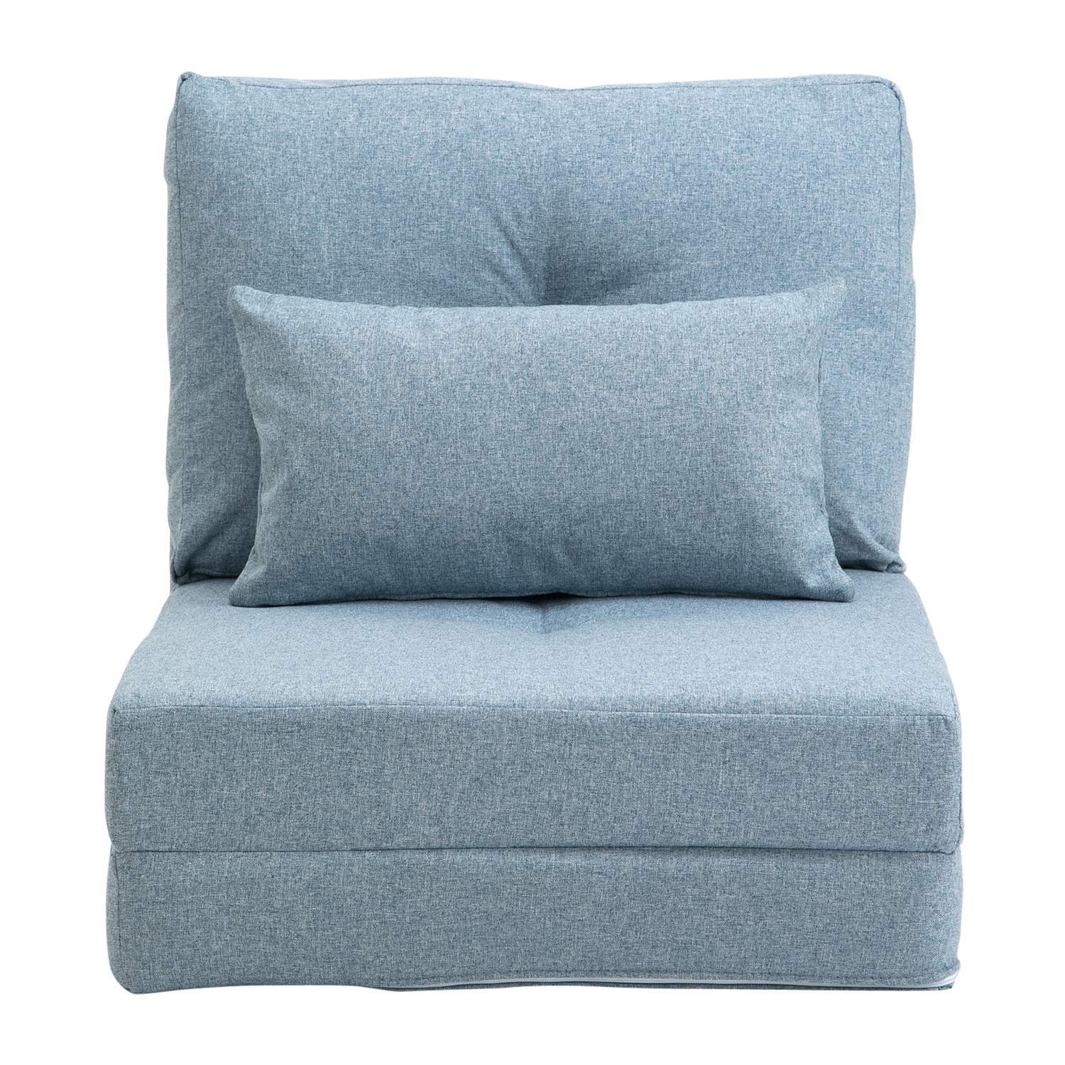 Gulvstol foldemadras liggeunderlag, 2-i-1 design, aftagelig pude, 60 x 80 x 56 cm, himmelblå