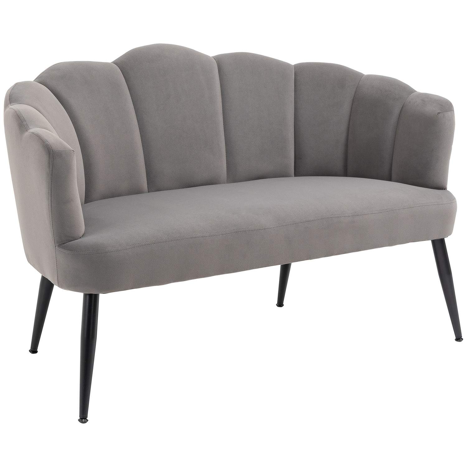 2-personers sofa, dobbeltsofa, 2-personers loungestol i moderne design, bæreevne op til 160 kg, 132 x 66 x 80 cm, grå