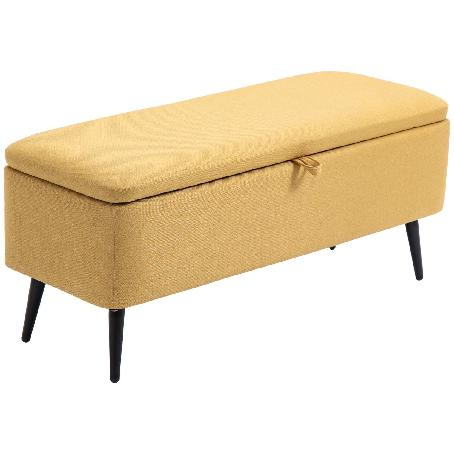 Bænk, brystsæde, polstret bænk, hørlook, op til 150 kg, 101 x 38,5 x 44,5 cm, gul