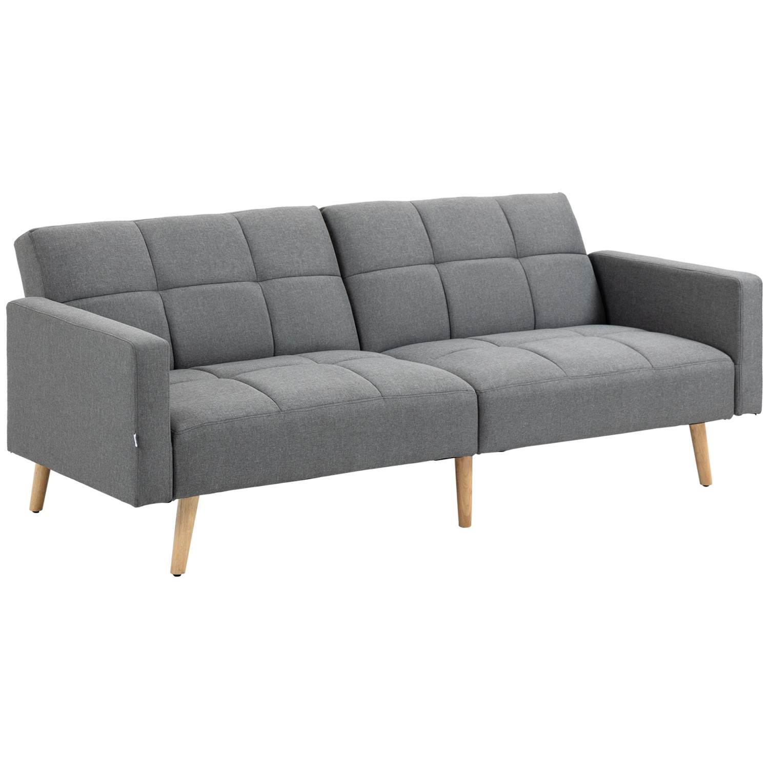 2 i 1 sovesofa 205 x 88 cm sofa med sengefunktion, sofa med sædehynde, hørlook grå
