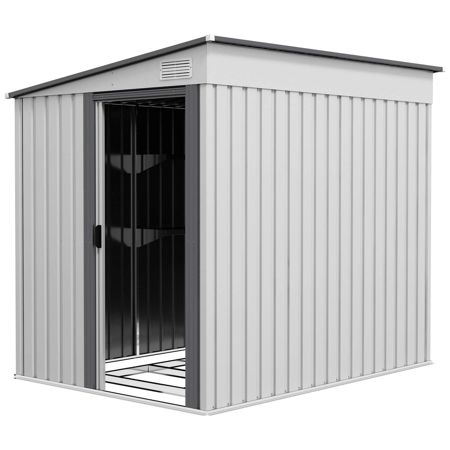 Værktøjsskur i metal 2,81m² 154x206,5x181 cm redskabsskur med pent tagfundament