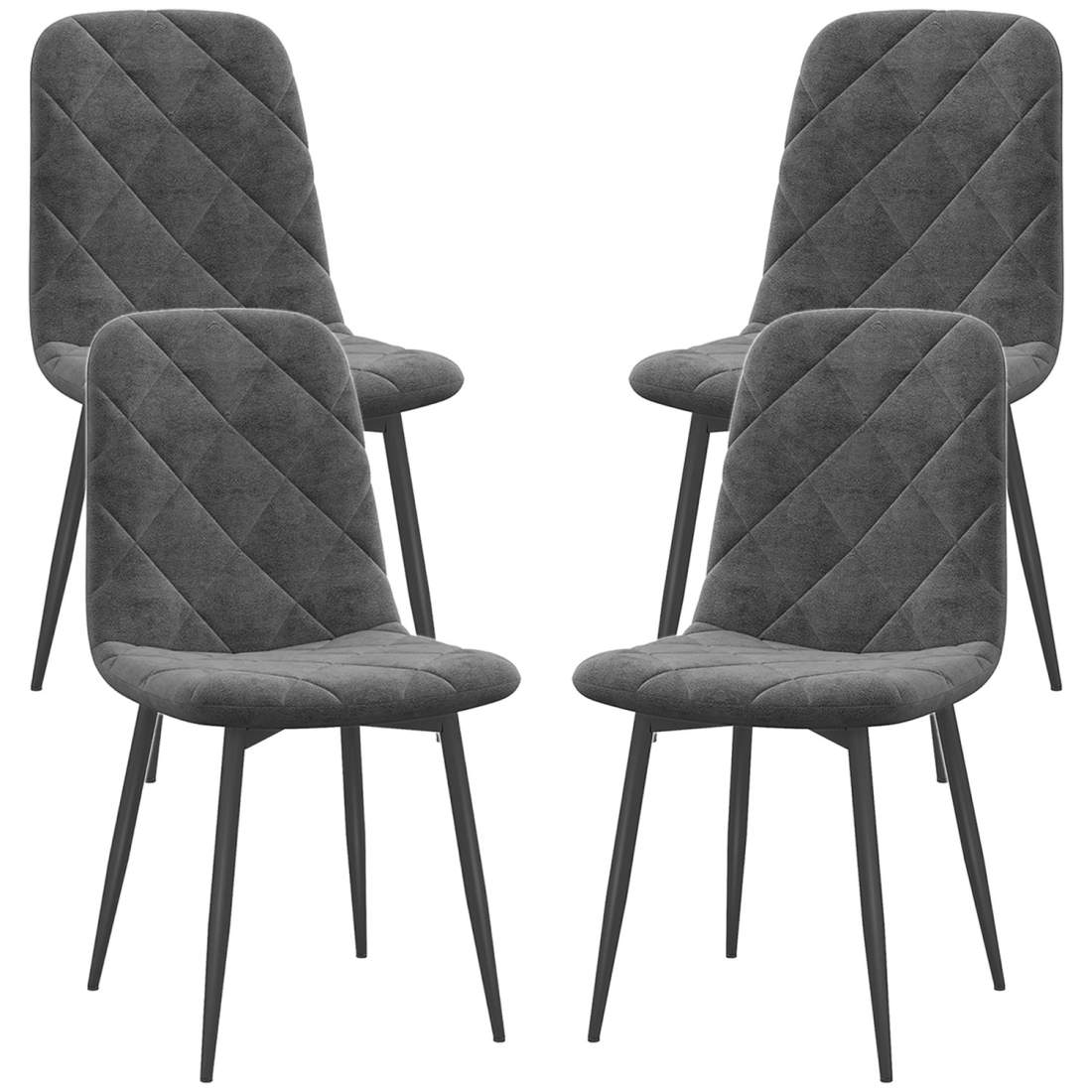 Matsalsstolar, set om 4 köksstolar med ryggstöd, sammetslook, stoppade stolar med metallben, för matbord, grå | Hem & Hobby - Hem & Hushåll - Kök | Pryloteket