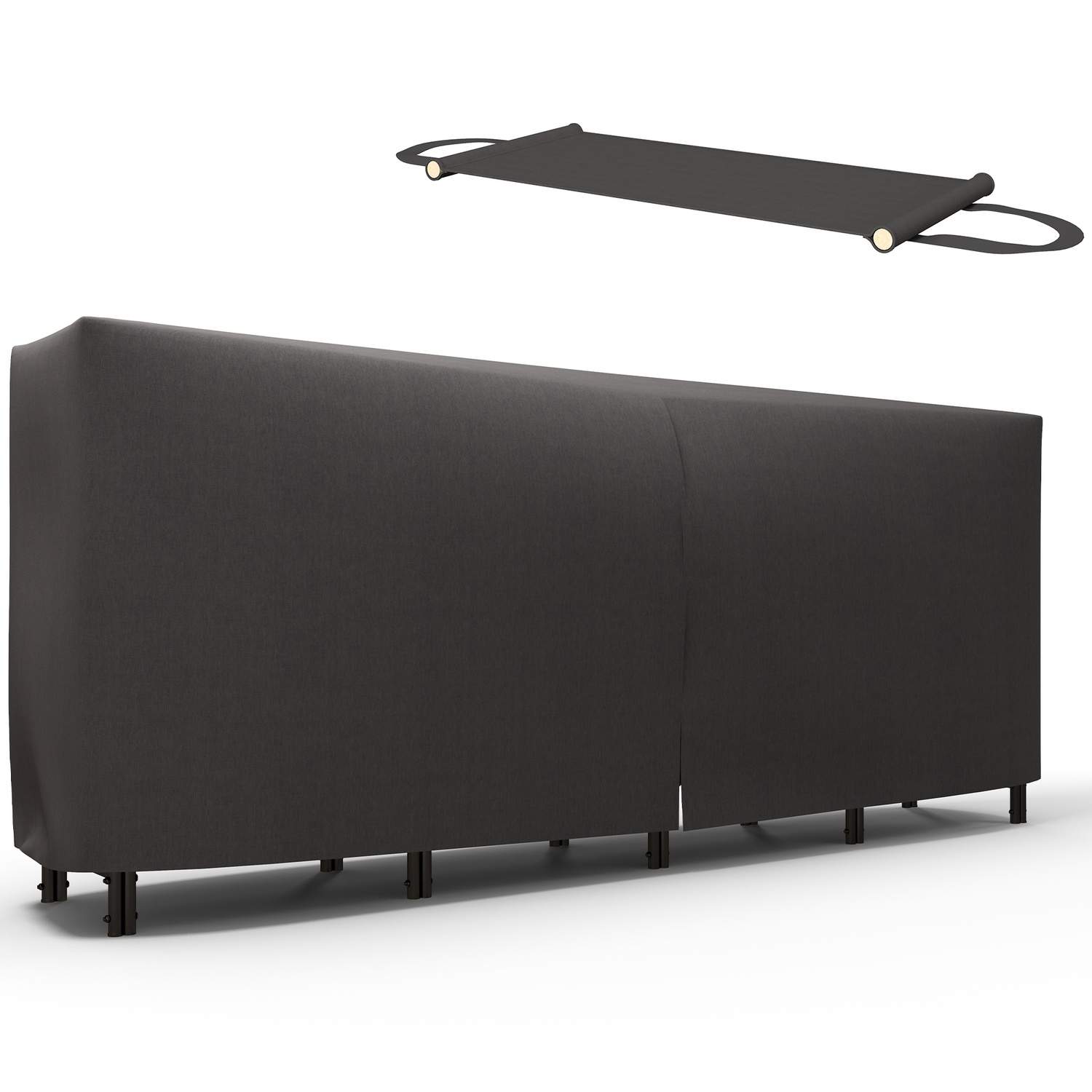 Brændestativ, 0,67 m³, med bæretaske og betræk, metalramme, op til 200 kg, 240 x 36 x 99 cm, sort