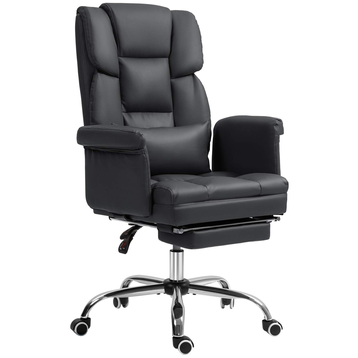 Ergonomisk kontorstol, højdejusterbar 48-56 cm, tilbagelænet ryglæn, fodstøtte, sort