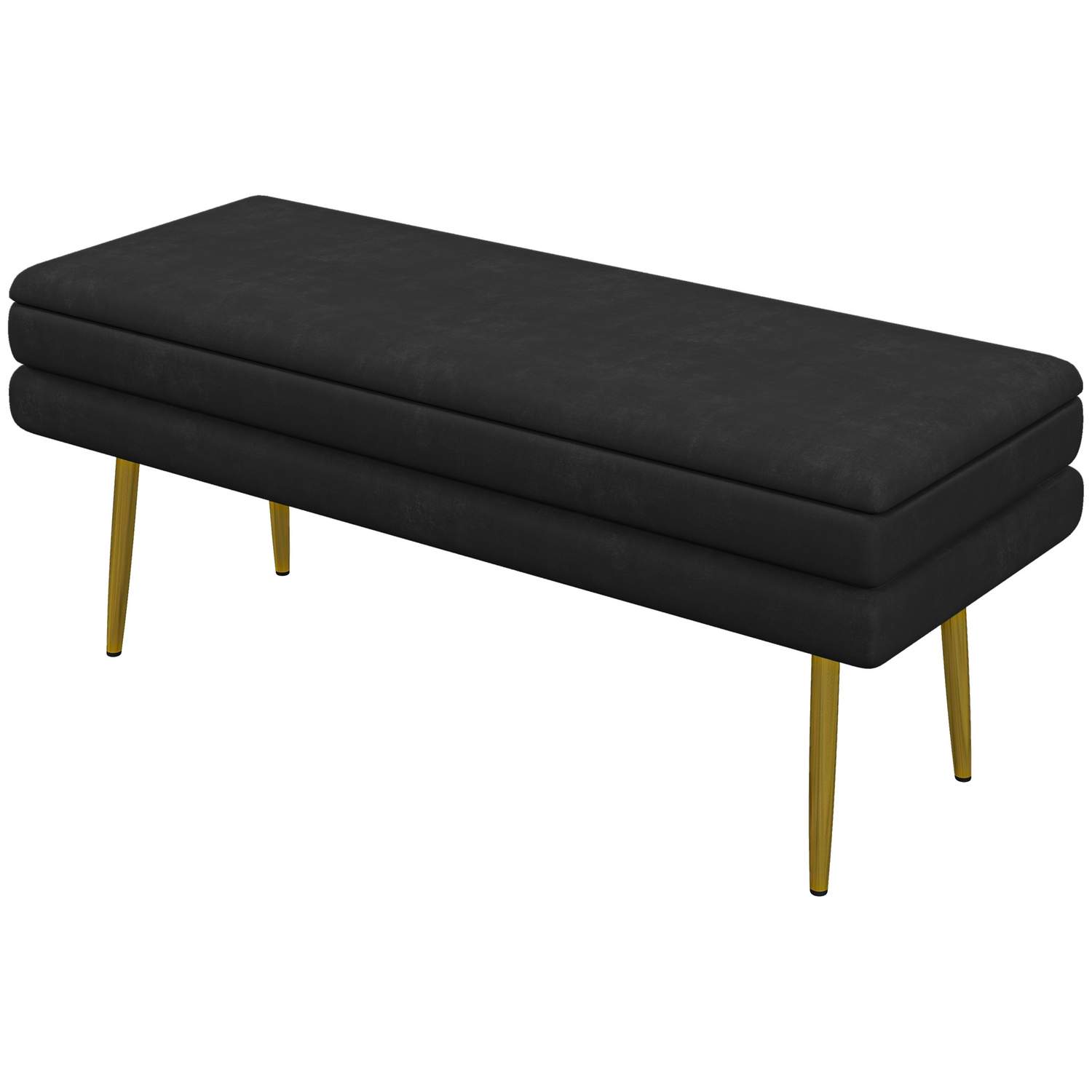 Polstret bænk med opbevaringsplads, stål, 100 cm x 37,5 cm x 42 cm, sort