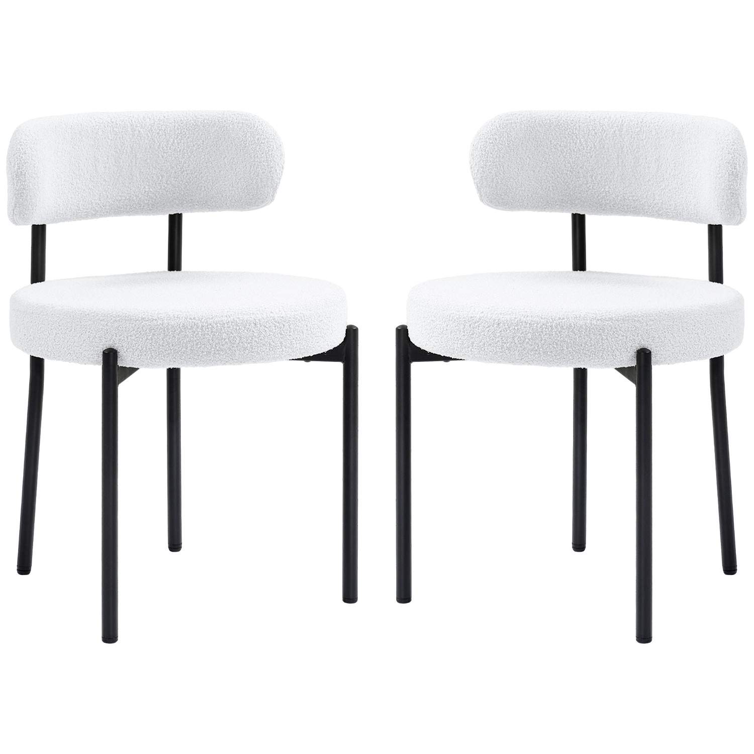 Set med 2 matstolar, klädd i fleece, stolar med stoppade säten, metallben, krämvit | Hem & Hobby - Hem & Hushåll - Sovrum | Pryloteket