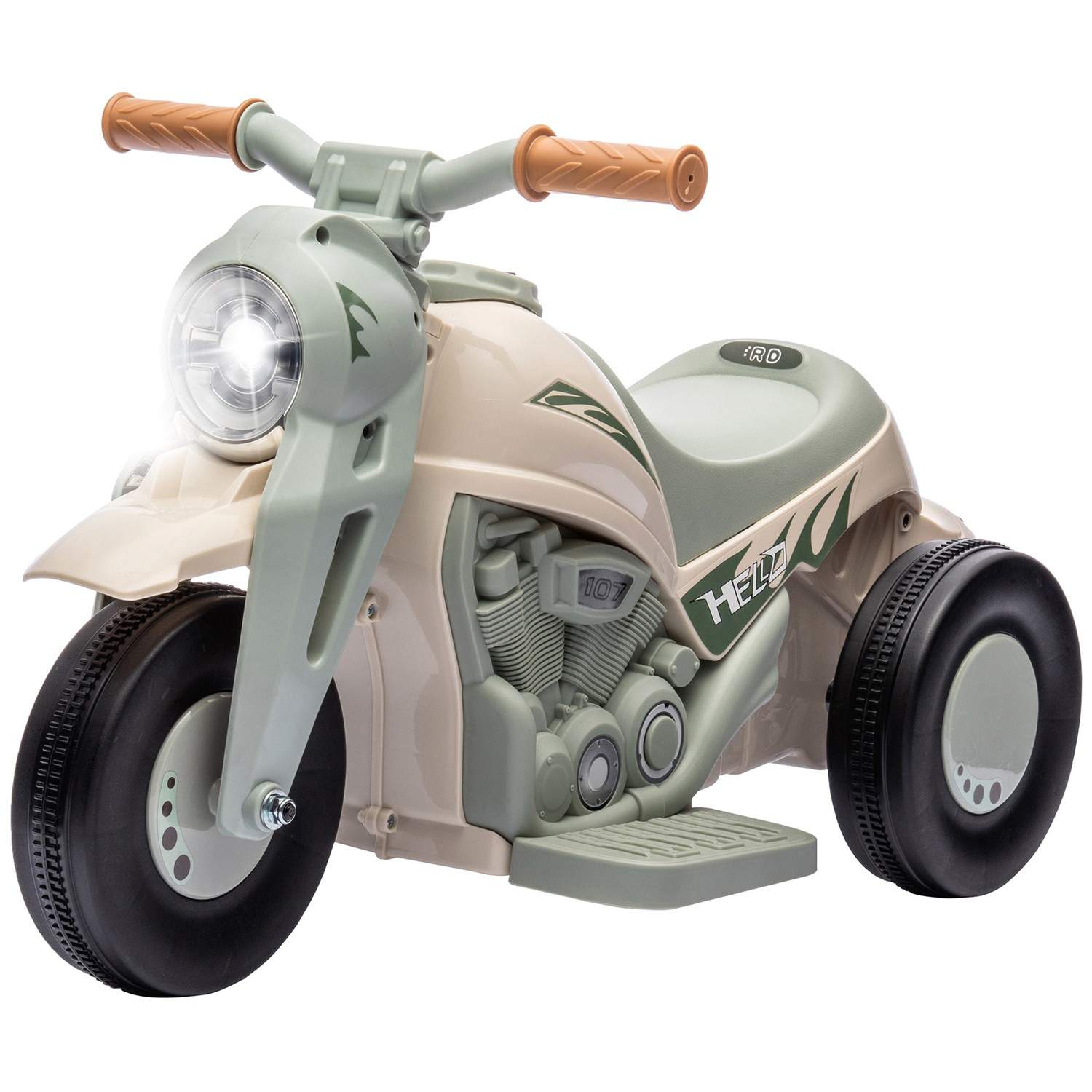 Børnemotorcykel, 6V børnemotorcykel med musik, blæser 2,5-3 km/t, til 2-5 årige børn