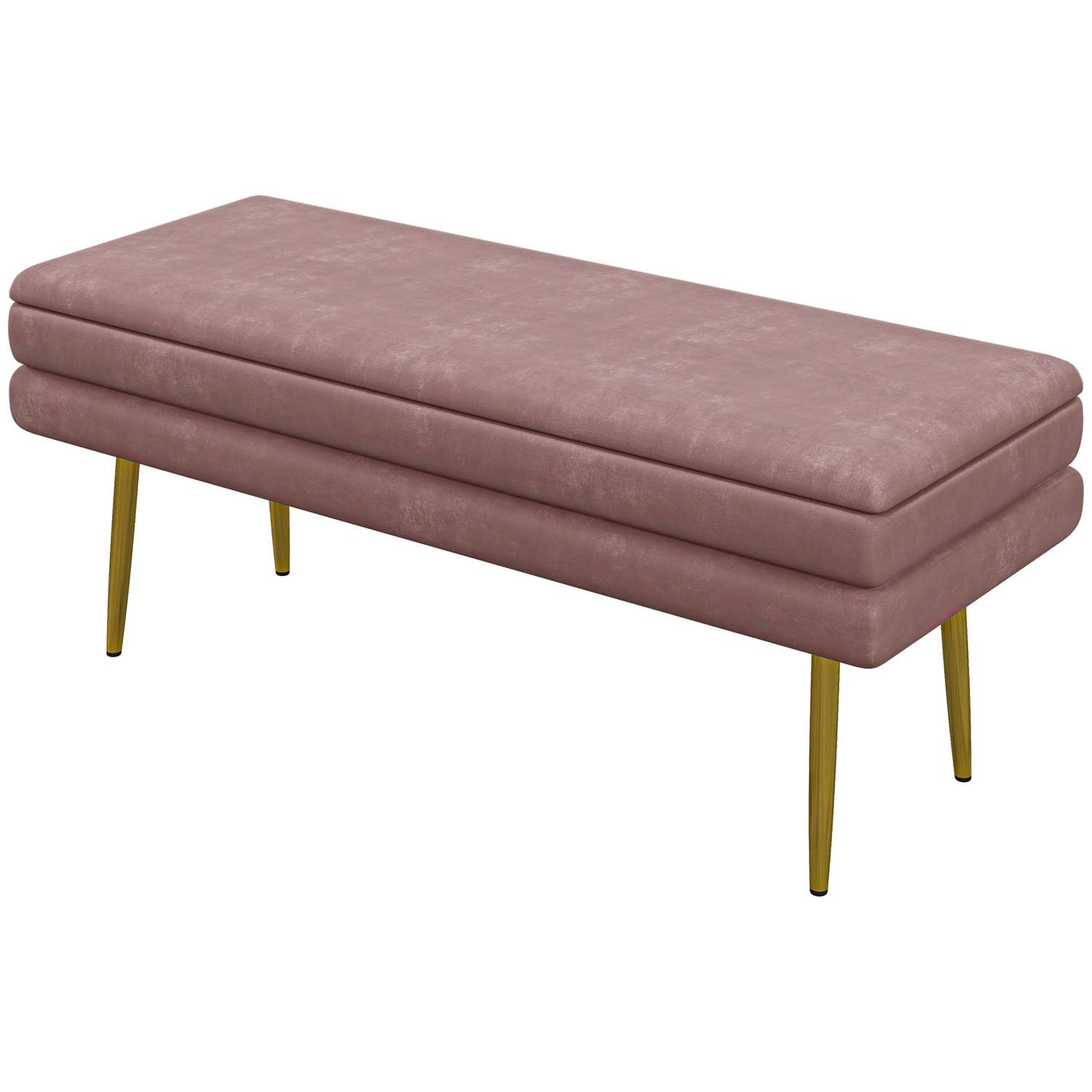 Polstret bænk med opbevaringsplads, stål, 100 x 37,5 x 42 cm, pink