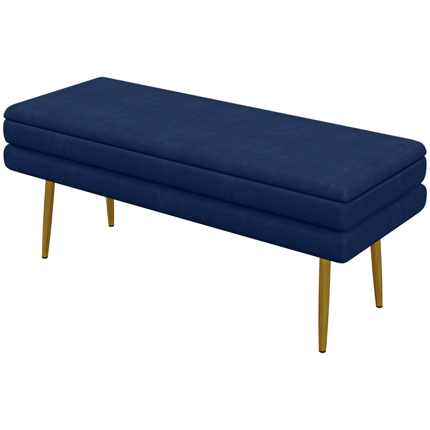 Polstret bænk med opbevaringsplads, stål, 100 cm x 37,5 cm x 42 cm, blå